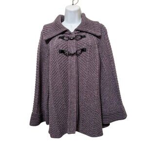 JM Collection Toggle Sweater Cardigan Collar Oversized Relaxed Fit Gray Size PXL